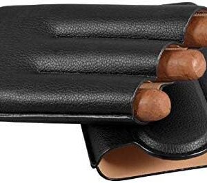 MASSIMO Carna - cigar leather case for 3 cigars with cutter, black (Black)