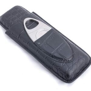 MASSIMO Victoria - cigar black crocodile leather case for 2 cigars with cutter