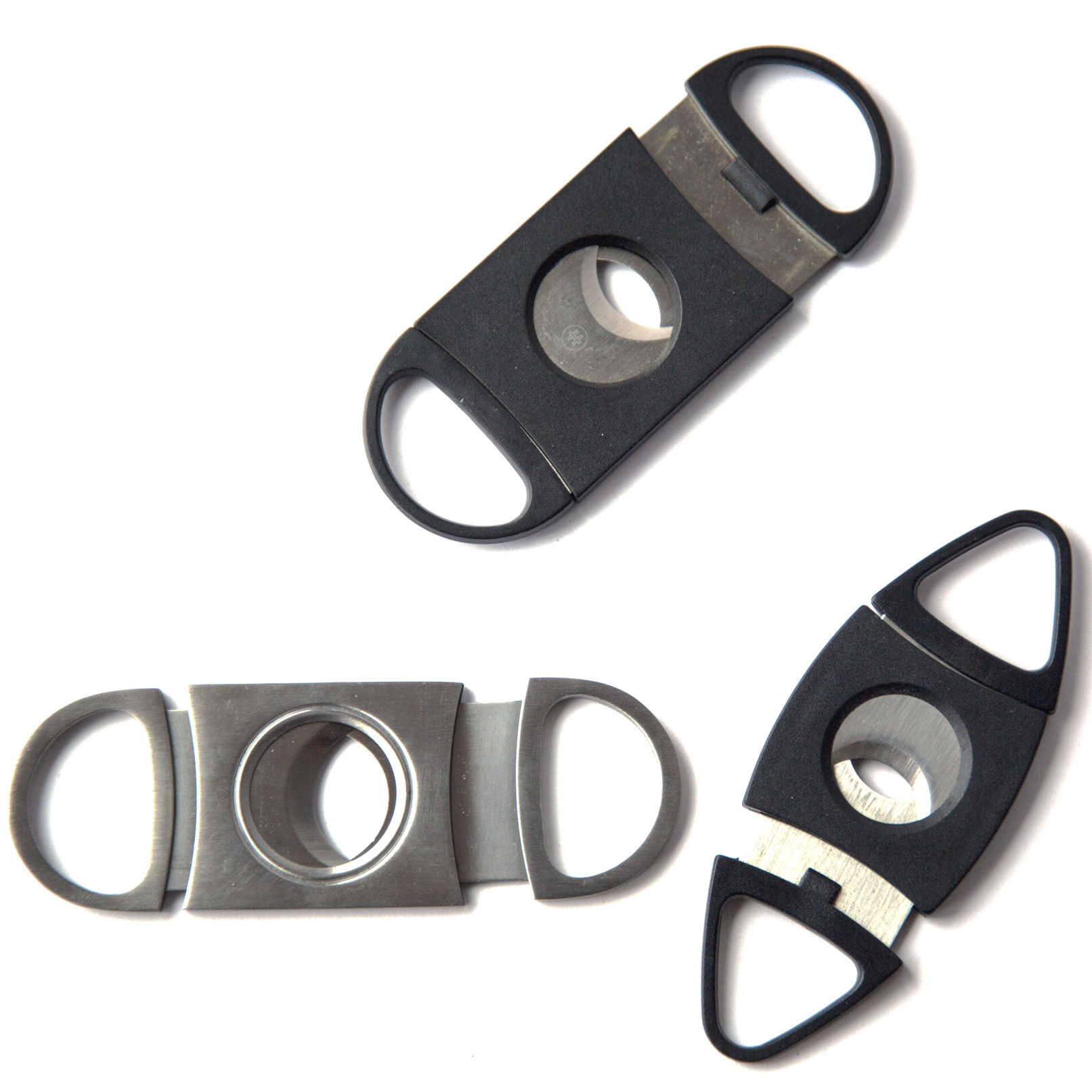 three models of cigar cutter on white background